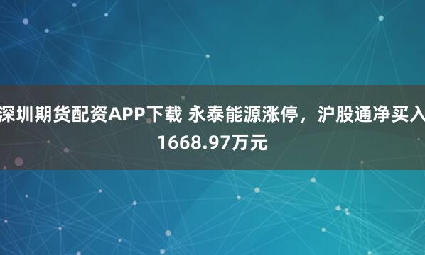 深圳期货配资APP下载 永泰能源涨停，沪股通净买入1668.97万元