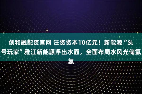 创和融配资官网 注资资本10亿元！新能源“头号玩家”雅江新能源浮出水面，全面布局水风光储氢