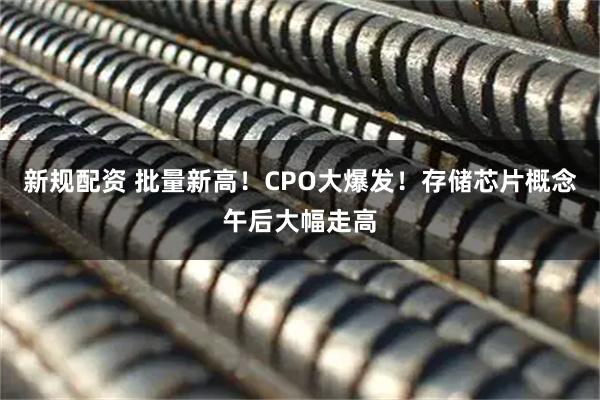 新规配资 批量新高！CPO大爆发！存储芯片概念午后大幅走高